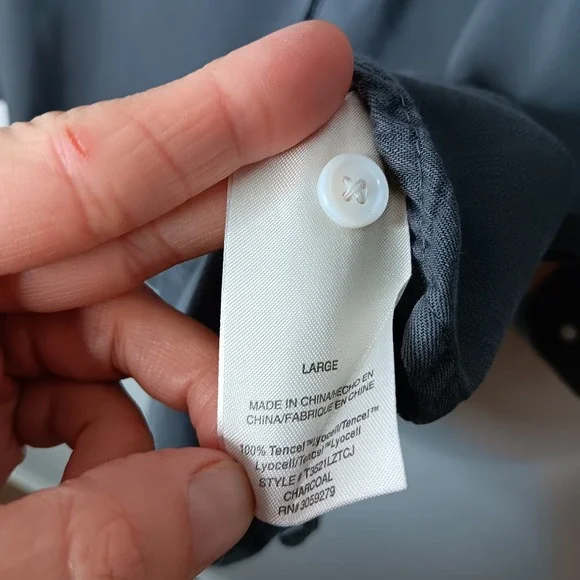 Carly Jeans Button-Up Shirt Womens Size L Charcoal Oversized Pockets Long Sleeve - Picture 6 of 8